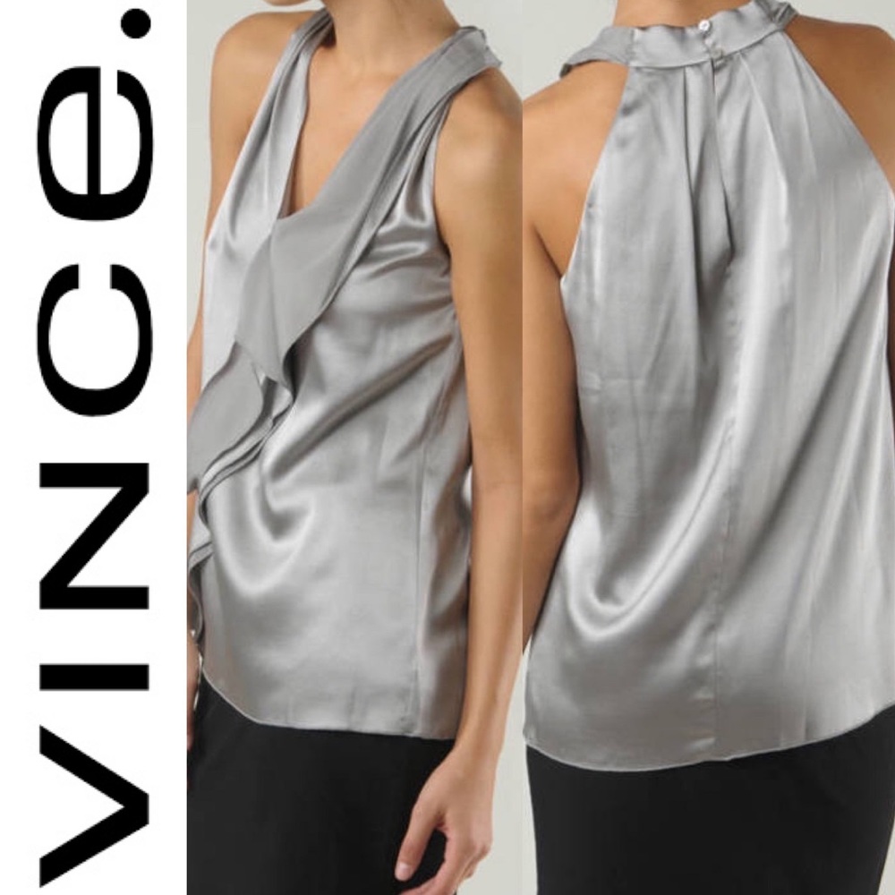 VINCE Cascade Silk Halter Top